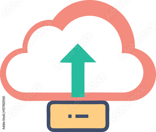 Cloud Upload: A digital depiction of data transfer, with a cloud symbol and an upward-pointing arrow, highlighting concepts of data storage and technological progress.