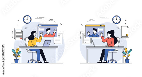 Visualizing remote team collaboration and communication through online video calls and digital tools