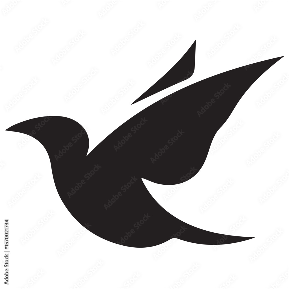 Obraz premium Minimal Silhouette Bird Logo Vector Illustration – Modern Flat Design Flying Bird Icon in Black and White – Clean, Simple, Editable Graphic for Branding, Nature, and Wildlife Concepts