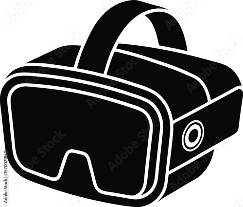 VR Goggles: A high-contrast silhouette of virtual reality goggles, embodying the cutting-edge innovation of digital immersion and technological advancement.