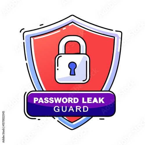 Password Leak Guard Shield Icon for Cybersecurity Awareness, Digital Protection Blogs, and Online Privacy Articles  
