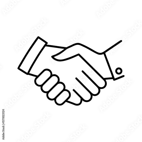 Simple Line Art Handshake Illustration, Business Deal Agreement Icon