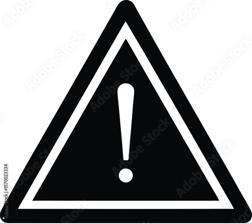 Alert Symbol: A stark, high-contrast image of a black and white hazard warning symbol, a triangle with an exclamation mark, conveying a sense of immediate danger or critical notice.