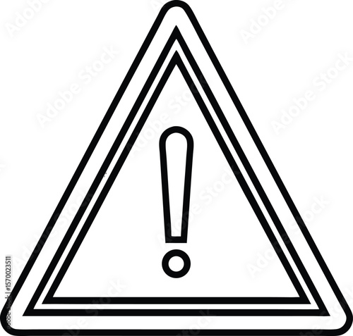 Alert in Outline: A stark warning sign in a triangular frame, signifying caution and alertness, stark contrast to emphasize potential dangers.