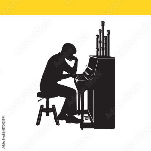 The Melancholy Musician A Silhouette of Piano Composition and Reflection