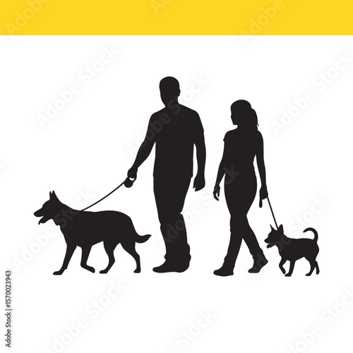 Couple Walking Dogs A Joyful Partnership of Pet Ownership