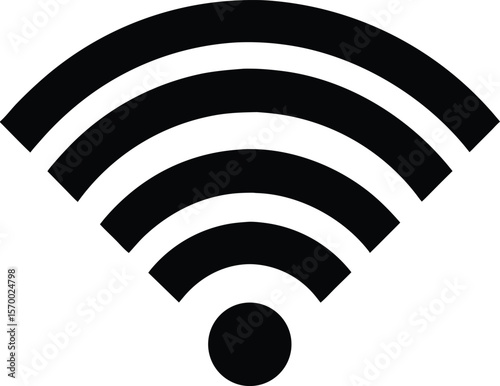 Wireless Signal: A minimalist graphic representation of a wireless signal, emanating outwards, visually communicating connectivity and communication, and a universal icon.