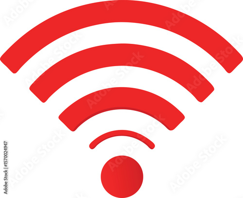 Wireless Signal Radiance: A vibrant red, graphically rendered Wi-Fi symbol conveys the essence of connectivity.