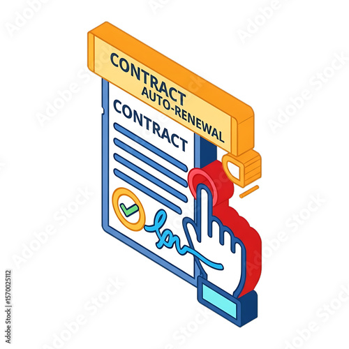 Document with contract renewal and digital signature.