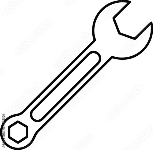 Wrench Line Art: A detailed illustration of a wrench. This image is perfect for representing repair, construction, or technical concepts.