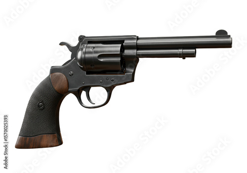 Wall Mural Isolated Classic Revolver with Wooden Grip