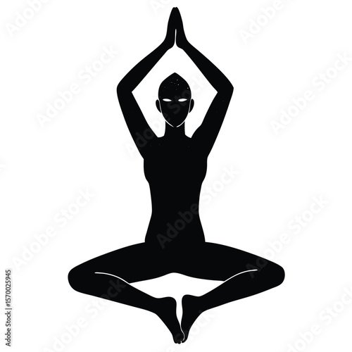 Inner Peace Embodied: A silhouette showcases a woman in a graceful yoga pose, her silhouette and form against a backdrop, radiating tranquility, focus, and inner strength.
