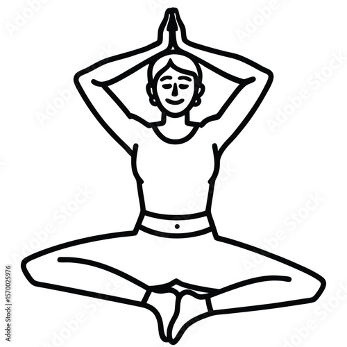 Harmony of Body and Mind: A serene illustration of a woman gracefully positioned in a yoga asana, embodying the balance and tranquility of mindful practice.