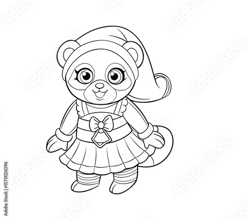Adorable Panda Christmas Coloring Page Festive Fun for Kids
