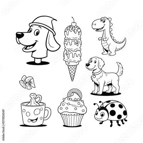 Adorable Coloring Pages Cute Animals, Ice Cream, and Treats