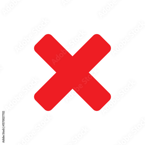 Red x symbol icon. Bold error or cancel button icon vector flat illustration design.
