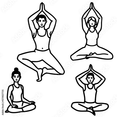 Yoga poses (set of 5)