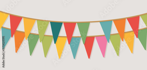 Colorful Triangular Streamers on a String