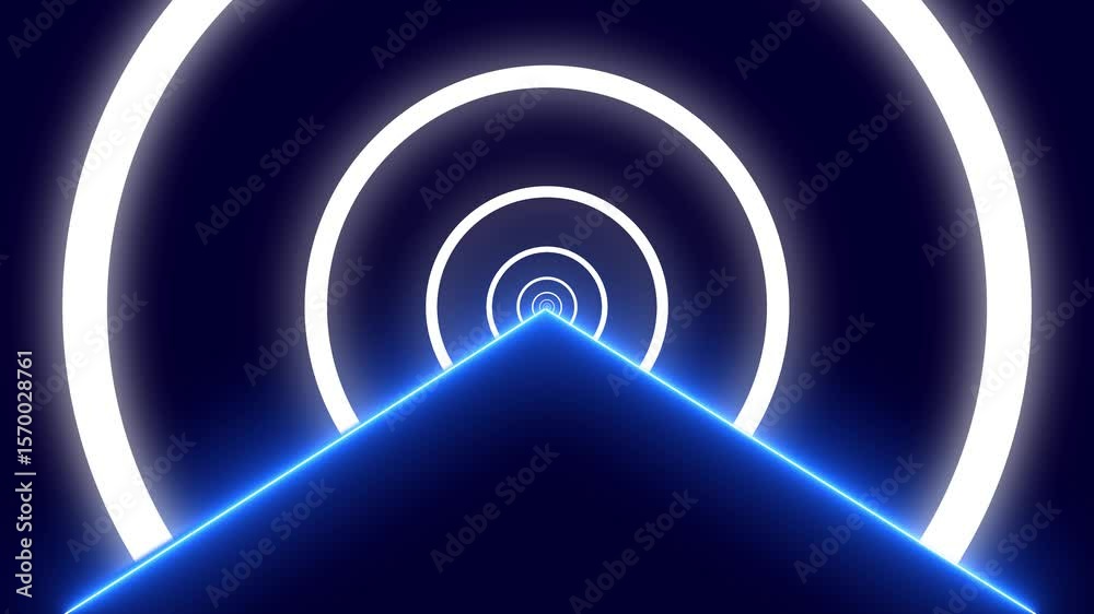 Tunnel Vibes  80s Retro Cyber Glow. flight inside tunnel, light abstract background, round arcade, portal, rings, circles, virtual reality, white spectrum, laser show, fashion podium, stage, 
