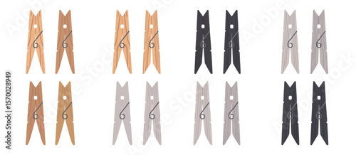 Colorful Wooden Clothes Pegs Illustration
