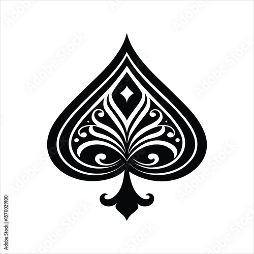 Etched Spade Scrollwork Icon Vector