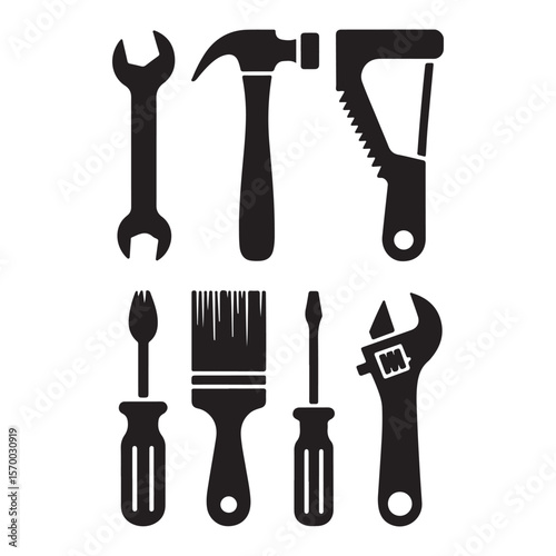 set of tools silhouettes