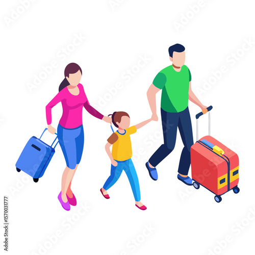 Family Vacation A Vibrant Isometric Illustration