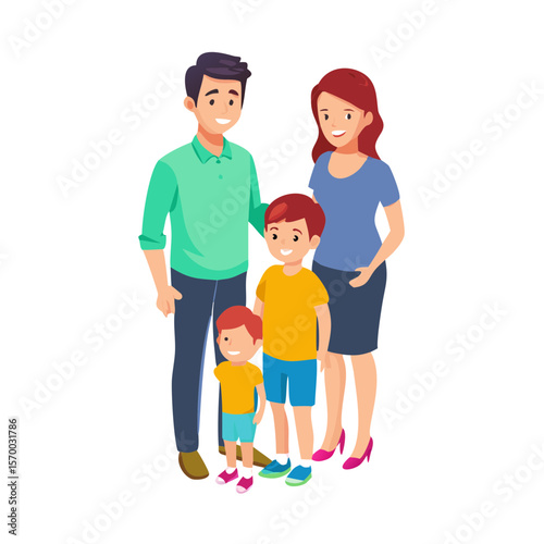 Happy Family Illustration Parents and Children Together