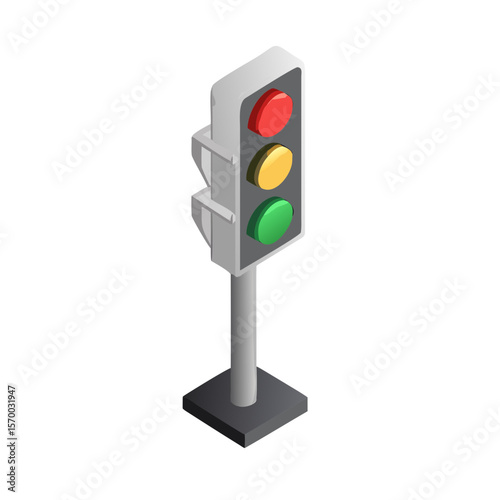 Isometric Traffic Light Go Slow Stop