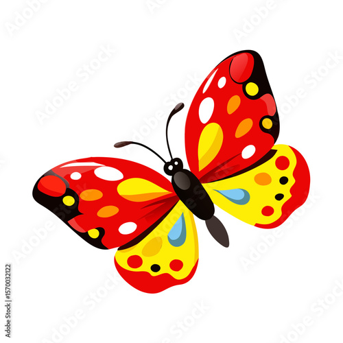 Vibrant Red and Yellow Butterfly Illustration