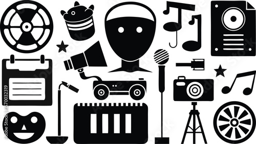 Set of vector icons featuring various types of transport in different styles and designs