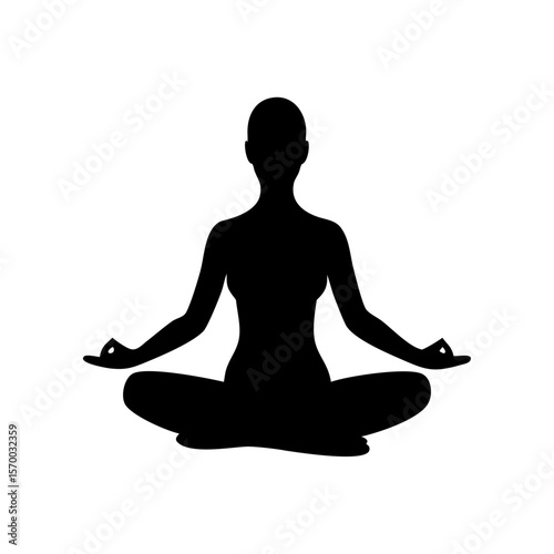 Silhouette of Woman in Lotus Pose Yoga, Meditation, Mindfulness