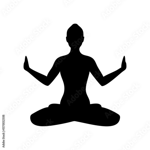 Silhouette of a Woman in a Yoga Pose Peaceful Meditation and Mindfulness