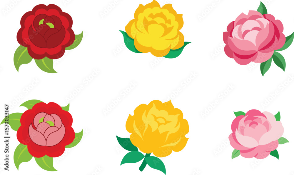 Naklejka premium Peony Flower Color Vector Illustration 