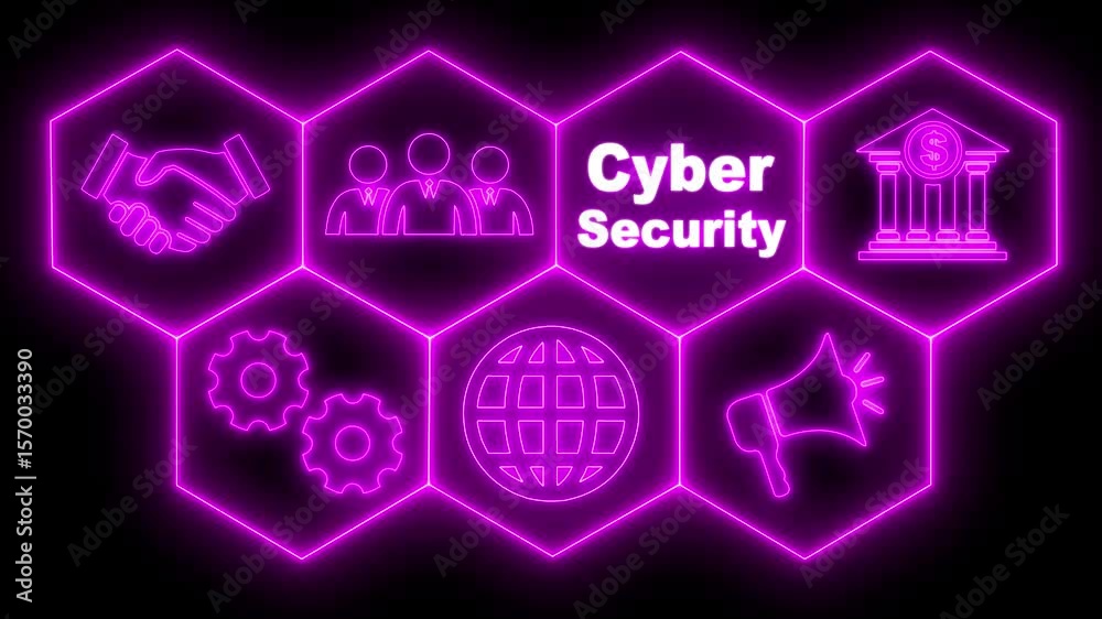 Glowing A Cyber Security concept button on a futuristic computer screen. Abstract seamless animation. Business, Technology and networking concept. Glowing A Cyber Security concept button on a futuristic computer screen. Abstract seamless animation. Business, Technology and networking concept.