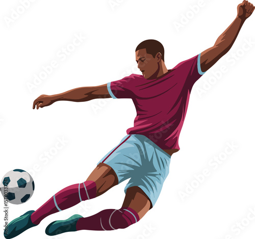 Colorful Soccer Player Illustration Kicking Ball – Modern Sports Artwork