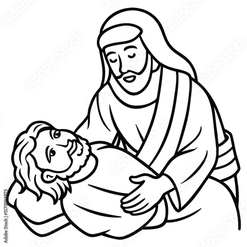 Jesus kids coloring page design