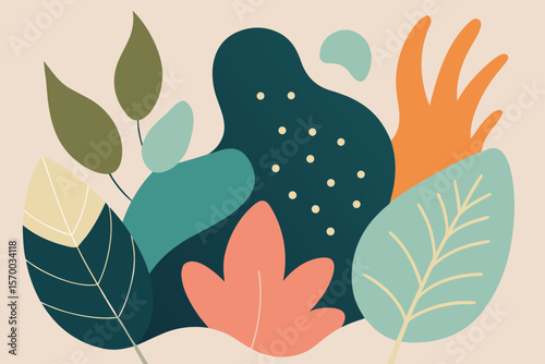 Abstract Botanical Shapes with Linework