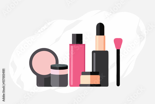 Makeup Set on Marble Background Aesthetic Style
