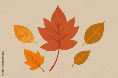 Autumn Leaves on Linen Fabric Fall Decor