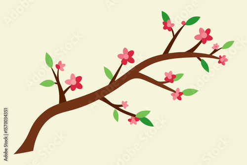 Early Spring Blossoming Tree Branch Rebirth Theme