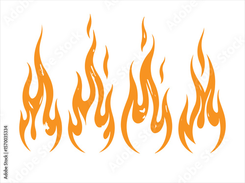 Stylized orange flames with a white background and a graphic design style