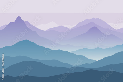 Distant Hills Fading into Soft Fog