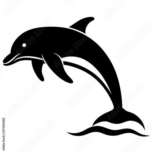 Dolphin Jumping Out of Water Silhouette