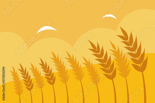 Golden Field of Wheat Moving in Gentle Wind