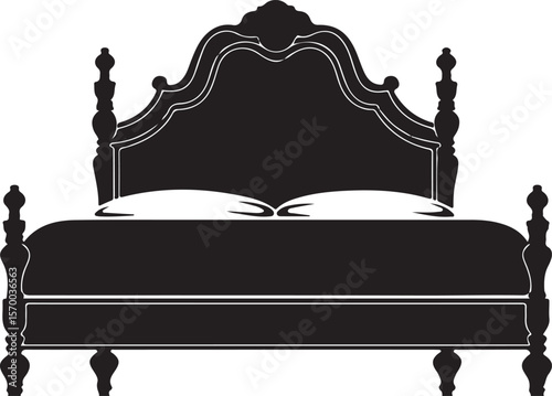 Bed Silhouette Vector Illustration on Transparent Background
