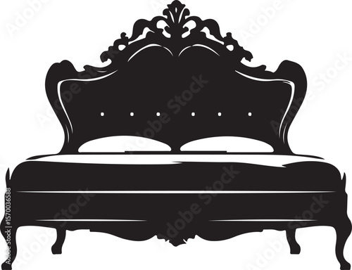 Bed Silhouette Vector Illustration on Transparent Background