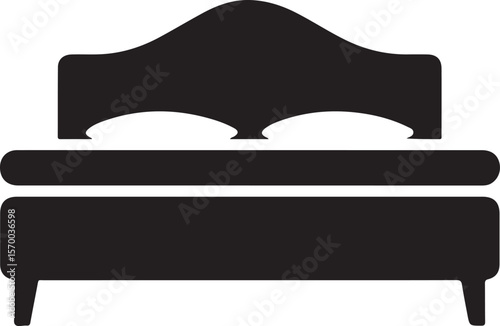 Bed Silhouette Vector Illustration on Transparent Background