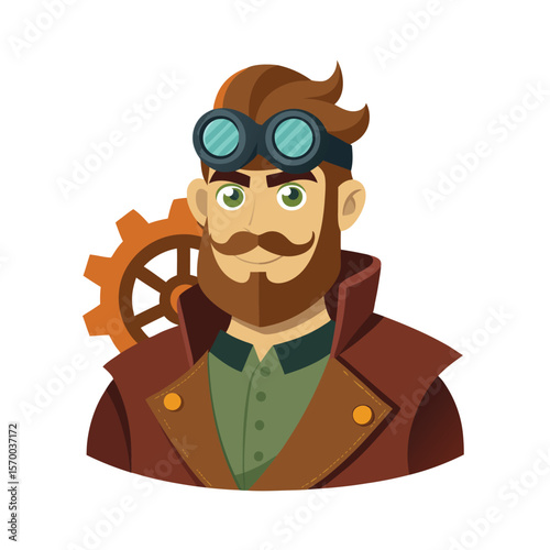 Billede på lærred Confident steampunk rogue with mechanical parts and monocle Vector illustration