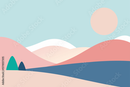 Scandinavian Minimal Landscape Soft Colors